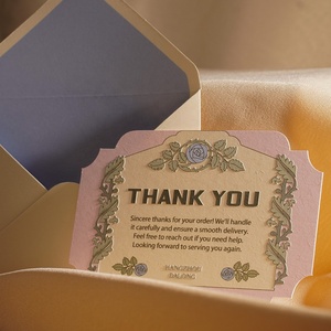 Carte de remerciement personnalisée découpée sur mesure avec étiquette en papier et enveloppes, papier de qualité supérieure, ensemble de papeterie personnalisée - Product Image 4