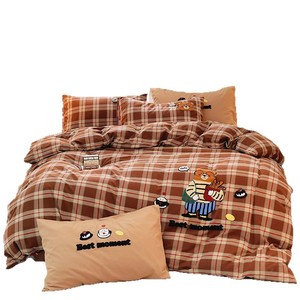 Juego de Ropa de Cama de Algodón con Dibujos Animados [Marca], 100% Algodón Puro, Bordado, Cuatro Piezas, Sábana, Funda de Almohada, Funda Nórdica, para Uso Doméstico, Otoño Invierno - Product Image 5