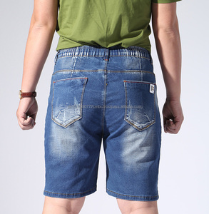 Short en jean effilé délavé déchiré pour homme, Bermuda en coton brodé, grande taille - Product Image 4