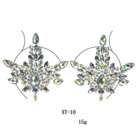 Autocollants de gros en strass pour mamelons, bijoux corporels en acrylique pour festivals et carnavals, autocollants temporaires en cristal