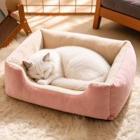 Coussin Rectangulaire pour Chien et Chat, Coussin en Peluche avec Rebord Élevé, Coton PP à Haute Résilience, Épais, Chaud et Confortable pour Animaux de Compagnie de Petite et Moyenne Taille