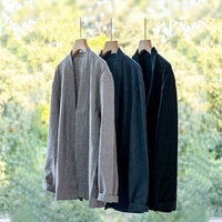 Chemise décontractée en lin à manches longues pour homme 2026, veste bomber style chinois tendance coupe décontractée artistique, col montant, haut de printemps