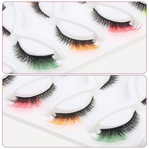 <span class=keywords><strong>5</strong></span> Pares de Pestañas Postizas de Visón Sintético Multicapa 3D Estereoscópicas Coloridas Ojo de Gato con Base de Plástico y Algodón, Estilo Europeo Americano - Product Image 3