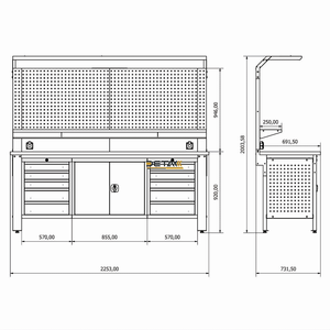 Banc de travail multifonctionnel en acier personnalisé Detay pour usage en usine, laboratoire, construction, composants essentiels de moteur et de PLC, éclairage LED facile à installer - Product Image 1