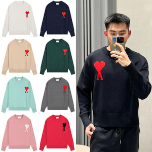 <span class=keywords><strong>Pull</strong></span> en coton respirant à col montant, rayé, motif cœur CLAMS, pour homme et femme, nouvelle collection automne-hiver, style décontracté pour jeunes - Product Image 1