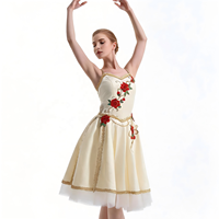 Tutu de ballet professionnel de haute qualité, robe longue blanche romantique à fleurs, tenue de danse pour spectacle sur scène pour femmes dans le ballet