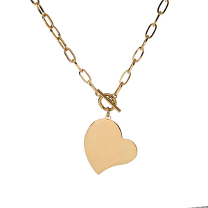 Collana con ciondolo cuore Hip Hop utilizzata per lettere Laser ciondolo geometrico OT lucchetto placcato in <span class=keywords><strong>oro</strong></span> collana da donna - Product Image 2