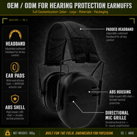 Casque tactique de chasse avec protection auditive, protège-oreilles anti-bruit réutilisables pour le tir en extérieur