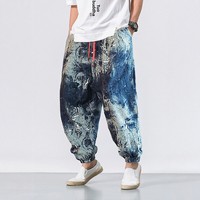 Nouvelle Arrivée 2026 – Pantalon Décontracté Homme en Coton et Lin Imprimé, Taille Mi-Haute, Coupe Ample, Idéal Quotidien et Extérieur