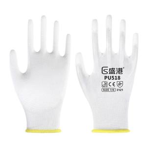Gants de travail industriels légers Sengkang en PU, modèle PU518, taille 7/S, respirants, tricotés haute densité, blancs - Product Image 1