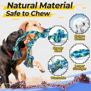 Heavy Duty Cotton <strong>Dog</strong> Chew Toys Tough Tug Rope for Aggressive Chewers Durable 3 <strong>Supplies</strong> Included for <strong>Large</strong> Small <strong>Dogs</strong> - Product Image 3