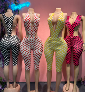 Summer Women Clothing 2026 Two Piece Pants <strong>Set</strong> Sleeveless Polka Dot Print Sleeveless Bodysuit Slim Pants 2 Piece <strong>Set</strong> for Women - Product Image 1