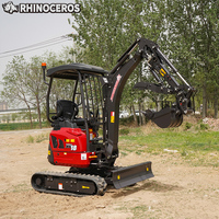 Miniexcavadora Rhinoceros XN18 de 1.8 Toneladas con Motor Kubota/Yanmar, Certificación CE y EPA