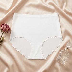 Women Seamless Ice <b>Silk</b> <b>Panties</b> High Waist Invisible Plus Size Underwear Scalloped Edge No Trace Yoga Ladies Briefs Wholesale - Product Image 1