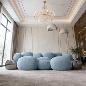 Sofá Seccional Modular de Lujo Artístico para Sala de Estar, en Forma de Nube Azul Claro, Personalizable en Tamaño y Material - Product Image 3