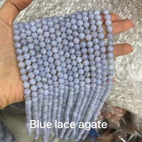 Perles Rondes en Calcédoine Naturelle, Agate Blue Lace et Agate Violette pour la Fabrication de Bijoux et la Conception Artisanale