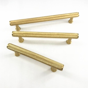 Brass <strong>Gold</strong> Knurled Handle Solid Cupboard <strong>Door</strong> Cabinet Pull Handle and <strong>Knobs</strong> - Product Image 4