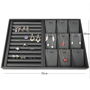Plateaux de rangement rectangulaires pour bijoux, présentoir doublé pour bagues, colliers et boucles d'oreilles - Product Image 4