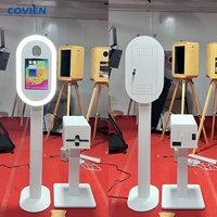 Mesin Photo Booth Modern Layar Sentuh iPad Kompatibel Kamera DSLR Lampu LED Ring