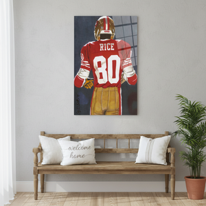 Elegante Panel Decorativo de Lona con Diseño Art Deco de Jerry Rice 49ers, Impreso y Colgante, con Vidrio Templado - Product Image 3