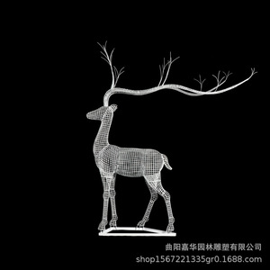 Sculpture de cerf creuse en acier inoxydable pour la décoration extérieure de jardins, parcs, hôtels et centres commerciaux - Product Image 2
