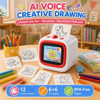 Printer Saku Mini AI Portabel 57mm Mesin Stiker Thermal Tanpa Tinta untuk Anak-anak Printer Thermal Gambar Suara AI Pintar