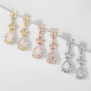 RAKOL EP2410 fashion Water Drop Cubic Zirconia Silver Gold Stud Earrings Women Accessories - Product Image 4