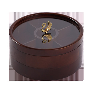 Caja redonda de madera para refrigerios con 8/11 compartimentos para frutas, dulces, nueces, bandeja de almacenamiento, para usar en la sala de estar, fiestas de té. - Product Image 5