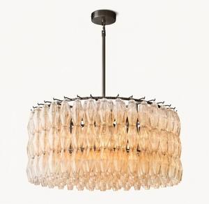Lámpara de Araña Redonda de Lujo Nórdica con Estructura de Acero y Cristal Transparente, Luz Blanca Cálida, Compatible con CA, Ideal para Sala de Estar, Comedor, Hotel - Product Image 1