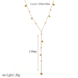 ट्रेंडी राउंड स्टेनलेस स्टील गोल्ड प्लेटेड नेकलेस जीरोमीटर लंबी चेन महिला उपहार के लिए आकर्षक हार - Product Image 2