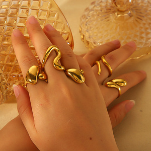 European Style Snake Shape <b>Titanium</b> Steel <b>Ring</b> For Women Geometric Open Design Gift Jewelry - Product Image 1