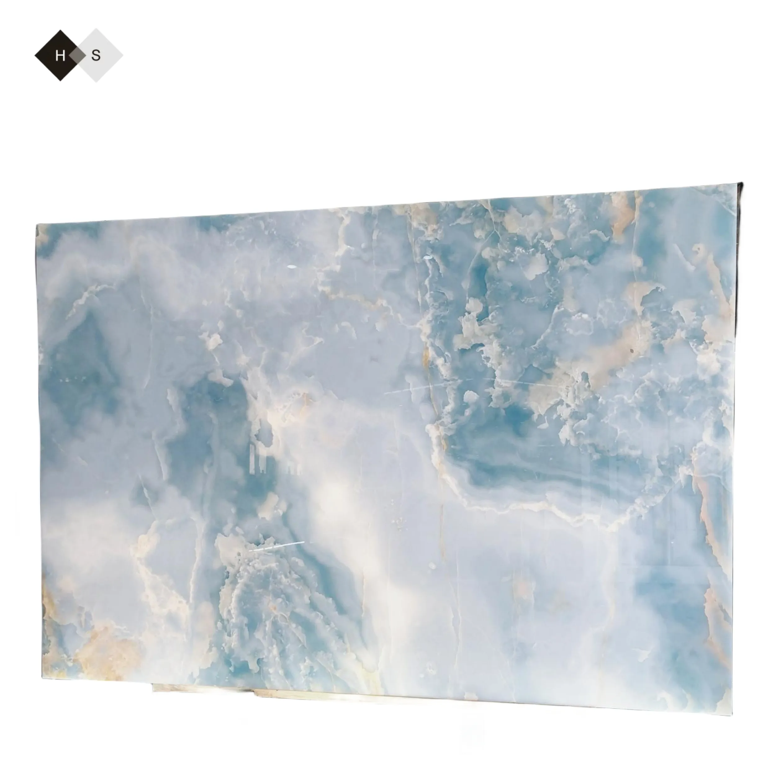ألواح جدارية رخام أونيكس خلفية جدارية رخيصة طبيعية أبيض بالأوردة رخام أونيكس عصري بألوان زرقاء