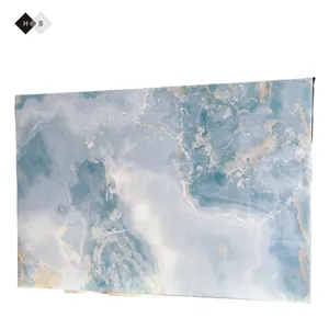 オニキス大理石スラブ背景壁パネルナチュラル安い白い静脈バックライト付きブルーオニキス大理石モダン