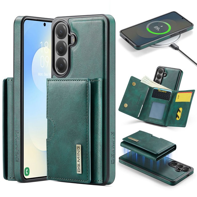 Magnetic PU Leather Wallet Phone Case RFID Blocking Anti Theft Slim 6 Card Slots Support Wireless Charging for Samsung Series