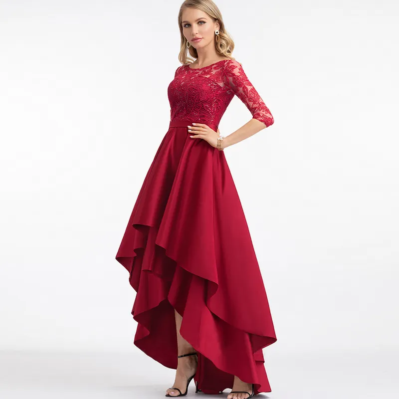 2020 Prom Sequin Red Dress Plus Size Women's Vintage Wedding Maxi Evening Dress Lace Stain Celebrity Long Formal Robe