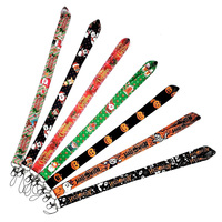 Correa de cuello personalizada para festival de Navidad, cordón de sublimación, llavero corto con temática de horror para halloween, venta al por mayor