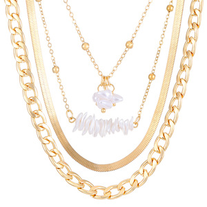 Collier superposé bohème fait main tendance plaqué or 18 carats <span class=keywords><strong>avec</strong></span> perle d'eau douce pour femme, idéal pour le quotidien et les vacances à la plage - Product Image 3