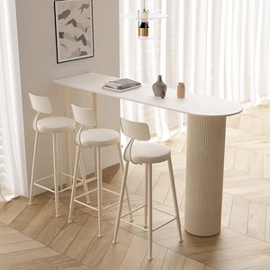 Mesa de <span class=keywords><strong>Bar</strong></span> Moderna de Altura Media |   Mesa de Bistro de Lujo con Superficie de Roca para Sala de Estar y Balcón - Product Image 4