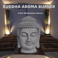Tête de Bouddha en céramique chinoise écologique, brûleur d'encens religieux, diffuseur d'huiles essentielles, porte-bougie, méditation