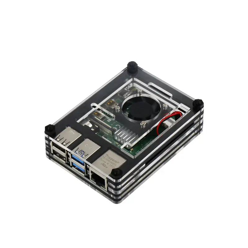 MC Acrylic Case 9 Layers Box And Transparent Shell With Cooling Fan and Metal protective cover For Raspberry Pi 4 Module B