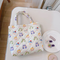 Sac fourre-tout matelassé écologique avec logo imprimé personnalisé Sac à provisions en coton gonflé réutilisable et pliable Sac fourre-tout cadeau pour femme à imprimé personnalisé avec propre design