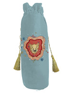Sac à vin multifonctionnel pliable et flexible en velours bleu de style américain avec cordon de serrage pour aliments et boissons en tissu, motif signe du zodiaque