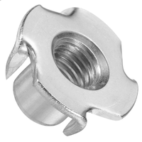 Tuerca en T DIN1624 de 4 Puntas M4 M6, Tuerca de Inserción de Cuatro Garras de Acero Galvanizado con Recubrimiento de Zinc, Clase 4.8, para Muebles y Carpintería
