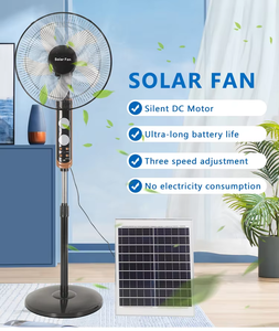 พัดลมตั้งพื้นพลังงานแสงอาทิตย์ 4 ระดับความเร็ว แบตเตอรี่ 15000mAh แผงโซลาร์เซลล์โมโน 20W พัดลมแบบชาร์จไฟได้ พร้อมหน้าจอแสดงเกียร์ พอร์ต USB และไฟกลางคืนสองสี - Product Image 1