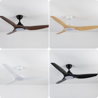 Ventilateur de plafond LED de luxe de 52 pouces, 3 pales en ABS, moteur DC intelligent, télécommande, ventilateur d'intérieur décoratif avec lumière