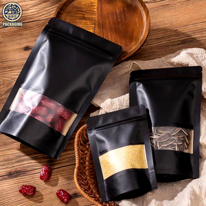 Trong kho đứng lên Matte Đen kraft giấy dây kéo túi với cửa sổ cho thực phẩm kẹo bao bì túi trà kín Pouch Túi - Product Image 4