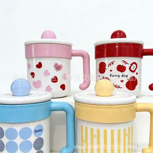 Cute Heart Pattern Stainless Steel Mug With Lid For Milk Coffee Tea Breakfast Use - Product Image 4