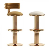 Moderner Edelstahl-Drehhocker Gepolsterter Barhocker mit Samtsitz Höhenverstellbar für Hausbar und Café