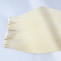 Extensions de cheveux humains de qualité supérieure, texture russe, blond blanc, double trame, cuticules alignées, à bandes adhésives