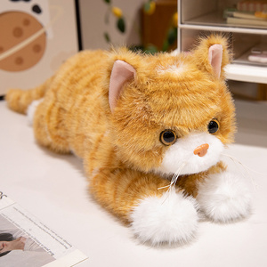 Peluche de Gato Acostado Realista <span class=keywords><strong>con</strong></span> Diversos Patrones a Rayas, Características Vívidas y Adorables, Decoración Perfecta y Regalo Ideal para Amantes de los Gatos - Product Image 2